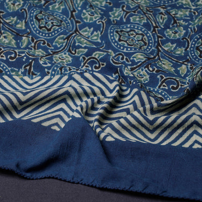 Blue - Ajrakh Block Printing Cotton Scarf from Kutch