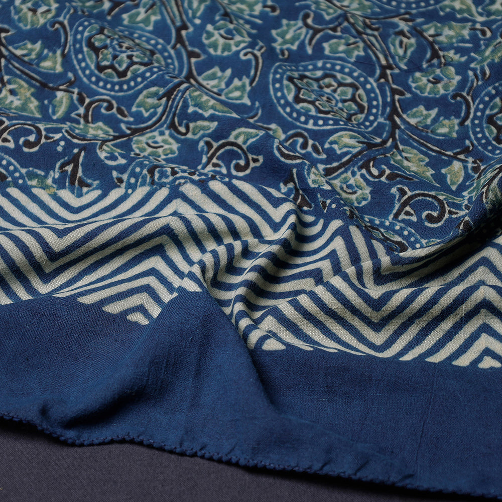 Blue - Ajrakh Block Printing Cotton Scarf from Kutch
