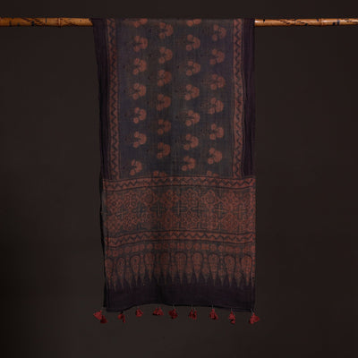 Brown - Ajrakh Hand Block Printed Pure Woolen Stole