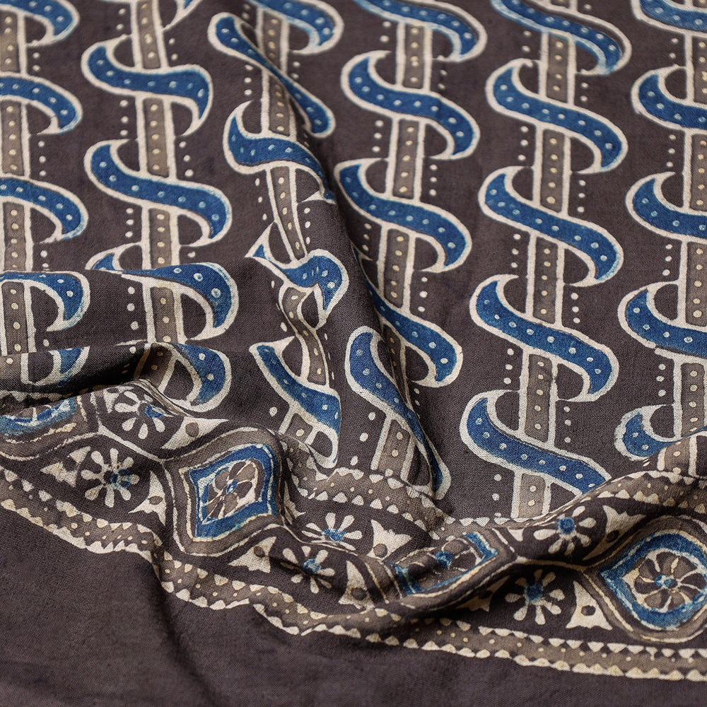 Brown - Ajrakh Block Printing Cotton Scarf from Kutch