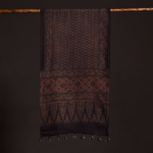 Brown - Ajrakh Hand Block Printed Pure Woolen Stole