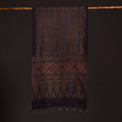 Brown - Ajrakh Hand Block Printed Pure Woolen Stole