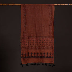 Brown - Ajrakh Hand Block Printed Pure Woolen Stole