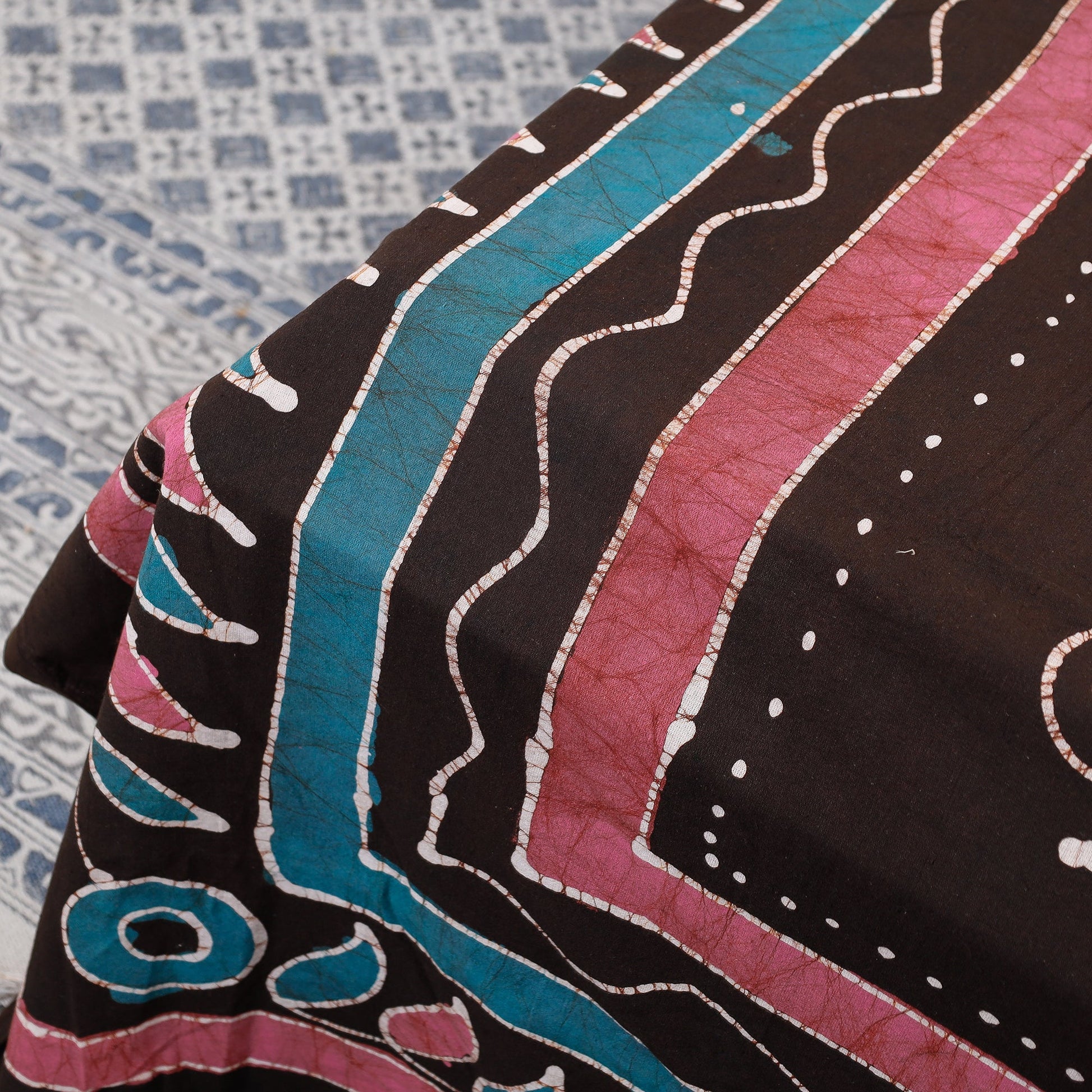 Brown - Hand Batik Printed Cotton Double Bed Cover with Pillow Covers (104 x 90 in)
