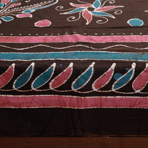 Brown - Hand Batik Printed Cotton Double Bed Cover with Pillow Covers (104 x 90 in)