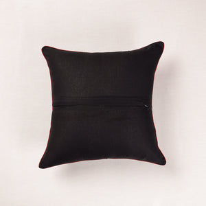 Black - Ajrakh Block Printed Cotton Cushion Cover (16 x 16 in)