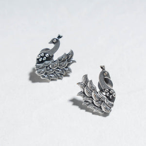Antique Silver Finish Oxidised Brass Base Necklace Set with Ring