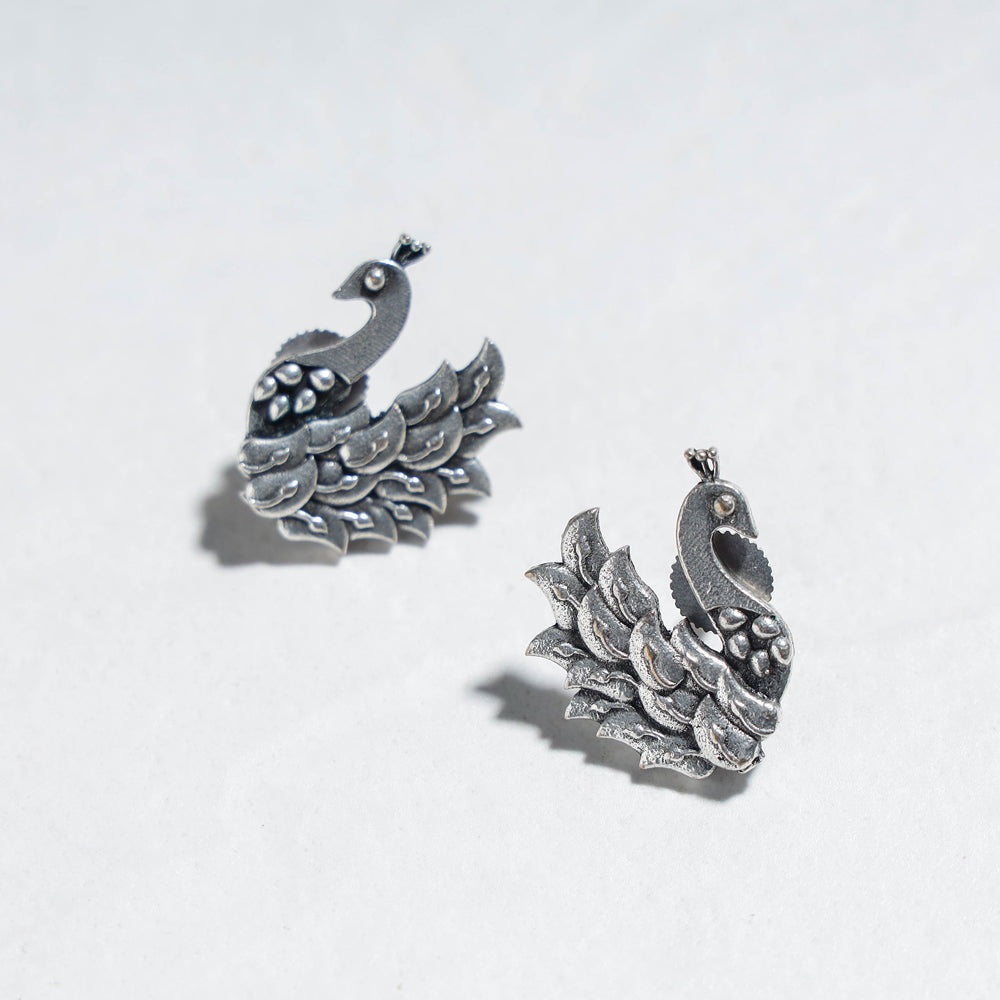Antique Silver Finish Oxidised Brass Base Necklace Set with Ring