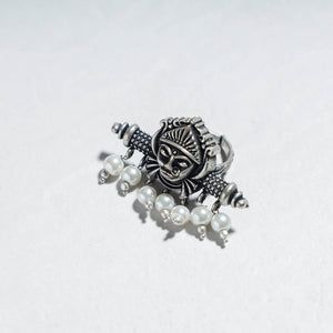 Antique Silver Finish Oxidised Brass Base Necklace Set with Ring