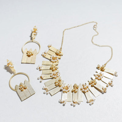 Antique Silver Finish Oxidised Brass Base Necklace Set