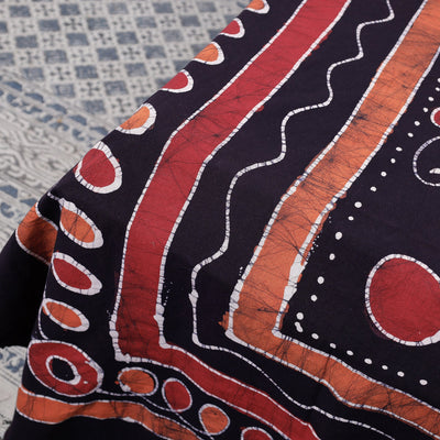 Black - Hand Batik Printed Cotton Double Bed Cover with Pillow Covers (104 x 90 in)