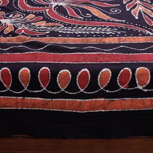 Black - Hand Batik Printed Cotton Double Bed Cover with Pillow Covers (104 x 90 in)
