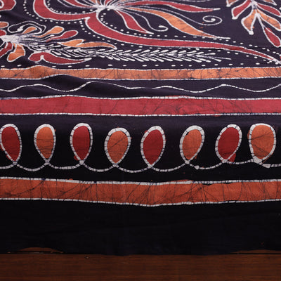 Black - Hand Batik Printed Cotton Double Bed Cover with Pillow Covers (104 x 90 in)
