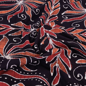 Black - Hand Batik Printed Cotton Double Bed Cover with Pillow Covers (104 x 90 in)