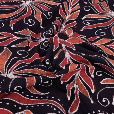 Black - Hand Batik Printed Cotton Double Bed Cover with Pillow Covers (104 x 90 in)