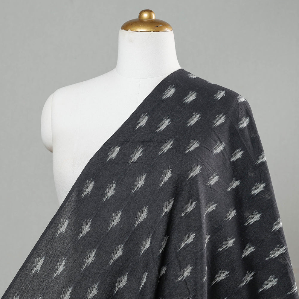 Black - Pure Cotton  Pochampally Ikat Fabric