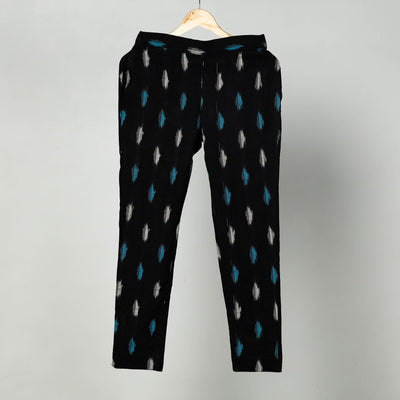 Black - Pochampally Ikat Cotton Tapered Pant for Women
