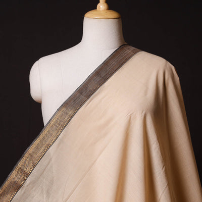 Beige - Original Mangalagiri Handloom Cotton  Zari Border Fabric
