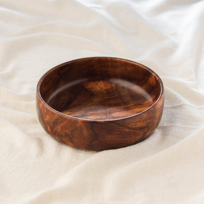 Brown - Handcrafted Sheesham Wooden Bowl (6 x 6 in)