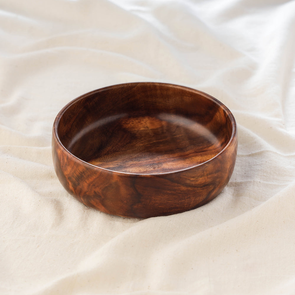 Brown - Handcrafted Sheesham Wooden Bowl (6 x 6 in)