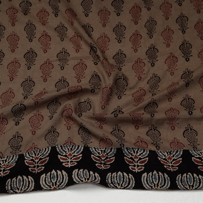 Brown - Bagh Block Printed Cotton Blouse Piece