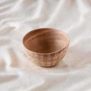 Brown - Hand Carved Natural Neem Wooden Bowl (Small) (5 x 5 in)