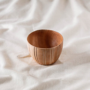 Brown - Hand Carved Natural Neem Wooden Bowl (Small) (3 x 3 in)