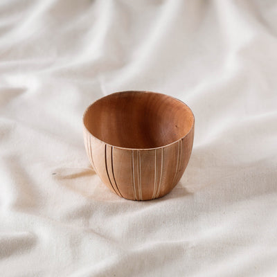 Brown - Hand Carved Natural Neem Wooden Bowl (Small) (3 x 3 in)