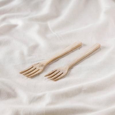 Beige - Handcrafted Wooden Fork (Set of 2)