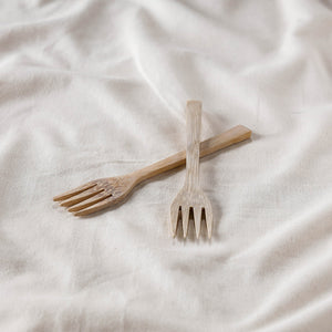 Beige - Handcrafted Wooden Fork (Set of 2)