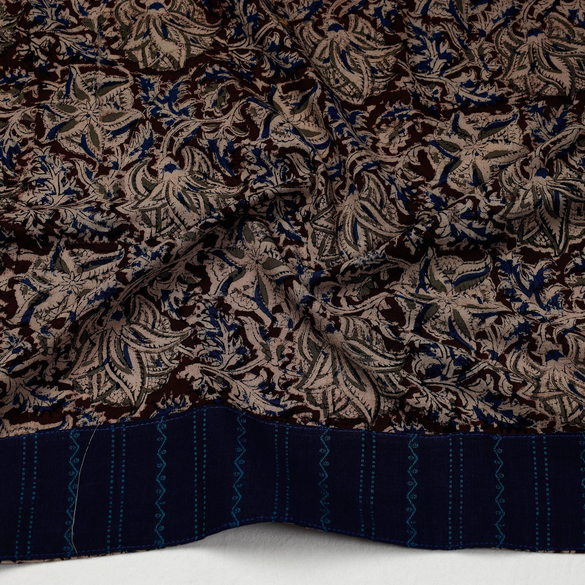Brown - Kalamkari Block Printed Cotton Blouse Piece