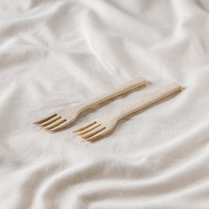 Beige - Handcrafted Wooden Fork (Set of 2)