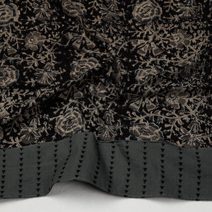 Black - Kalamkari Block Printed Cotton Blouse Piece