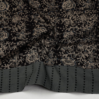 Black - Kalamkari Block Printed Cotton Blouse Piece