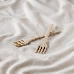Beige - Handcrafted Wooden Fork (Set of 2)