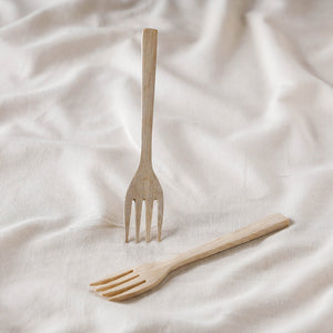 Beige - Handcrafted Wooden Fork (Set of 2)
