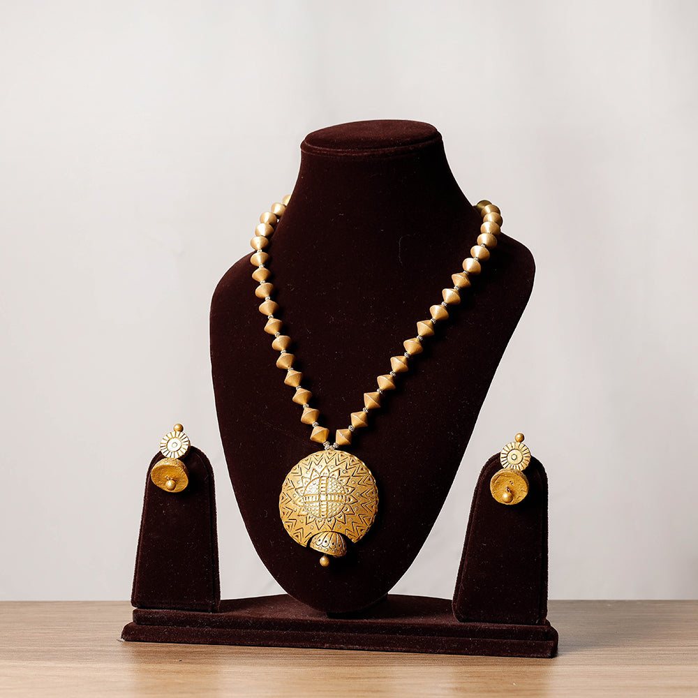 Bishnupur Handpainted Terracotta Necklace Set