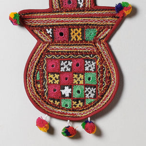 1 Pocket - Mirror Work Kutch Hand Embroidered Kalash Wall Hanging Letter Holder