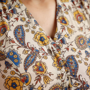 Beige - Kalamkari Printed Cotton Stitched Blouse