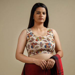Beige - Kalamkari Printed Cotton Stitched Blouse