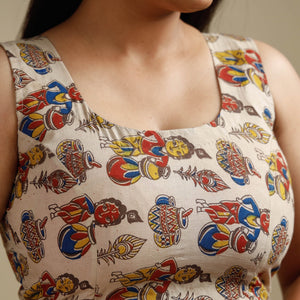 Beige - Kalamkari Printed Cotton Stitched Blouse