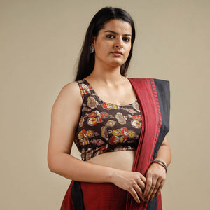 Brown - Kalamkari Printed Cotton Stitched Blouse