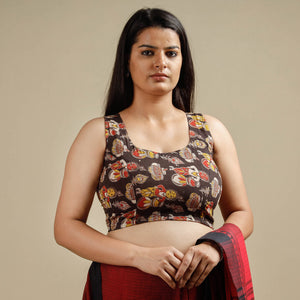 Brown - Kalamkari Printed Cotton Stitched Blouse