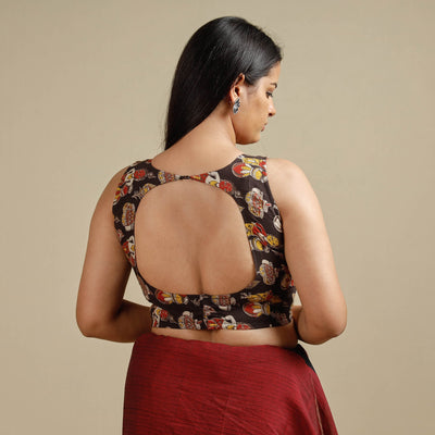 Brown - Kalamkari Printed Cotton Stitched Blouse