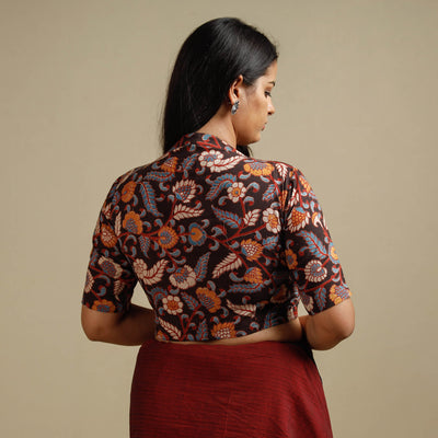 Brown - Kalamkari Printed Cotton Stitched Blouse
