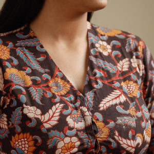 Brown - Kalamkari Printed Cotton Stitched Blouse