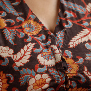 Brown - Kalamkari Printed Cotton Stitched Blouse