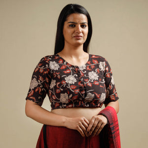 Brown - Kalamkari Printed Cotton Stitched Blouse
