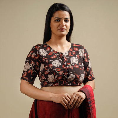 Brown - Kalamkari Printed Cotton Stitched Blouse