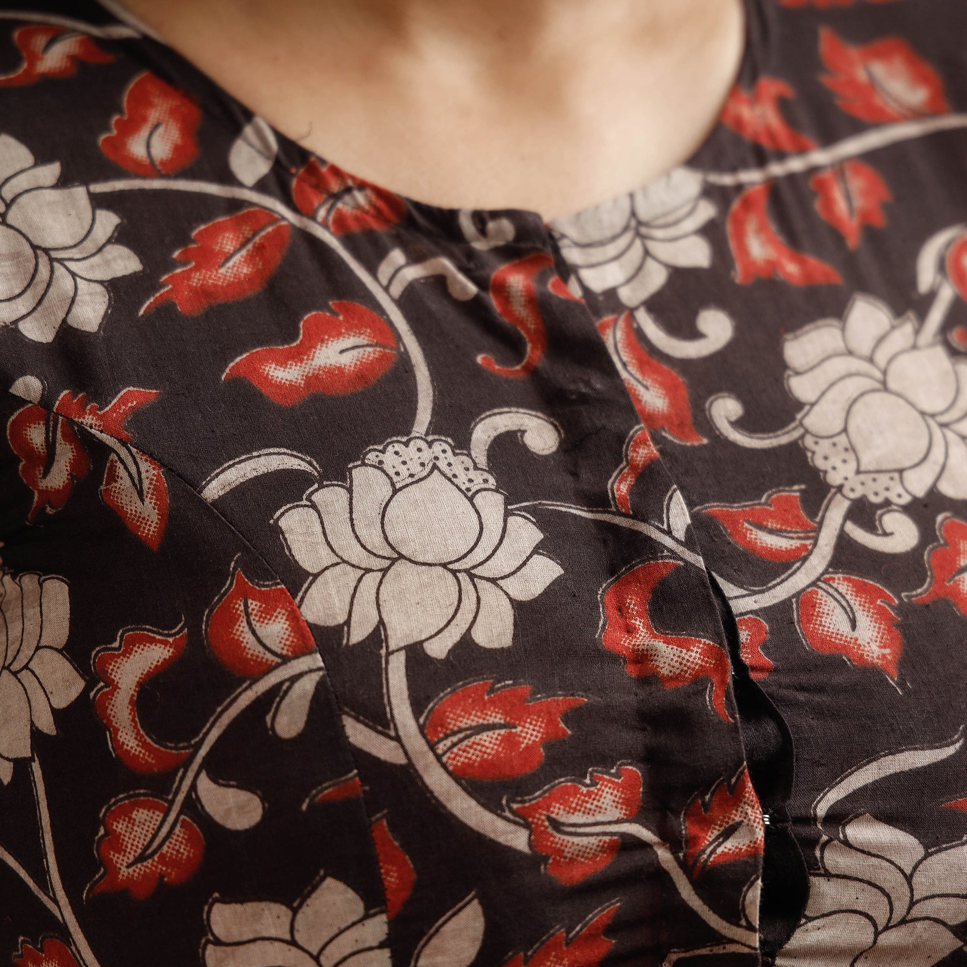 Brown - Kalamkari Printed Cotton Stitched Blouse